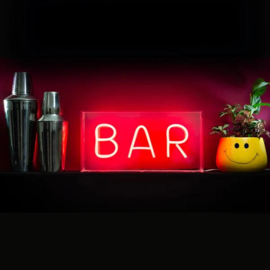 Bar neon box light top